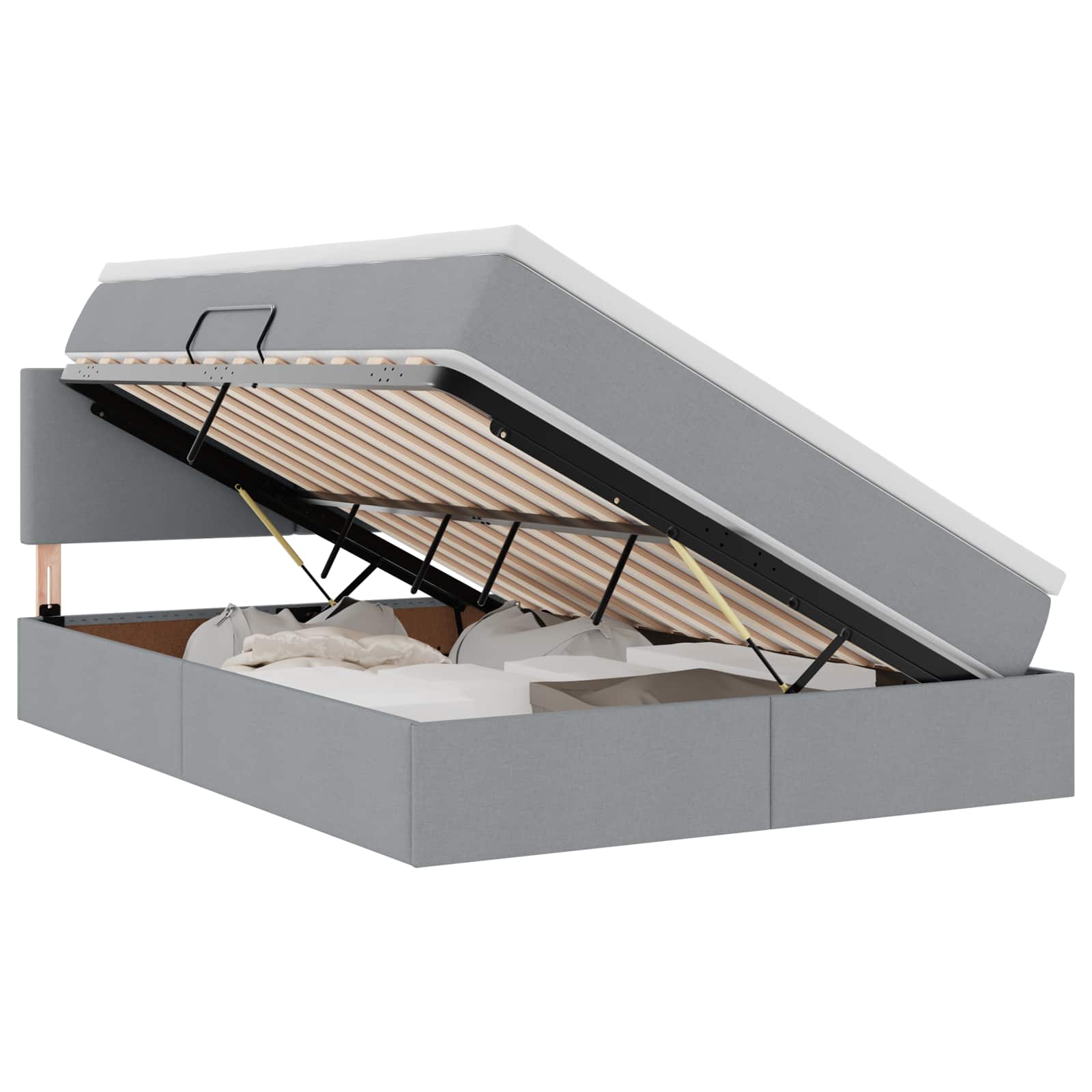 Lit avec rangement et matelas gris clair 140 x 190 cm velours - 2