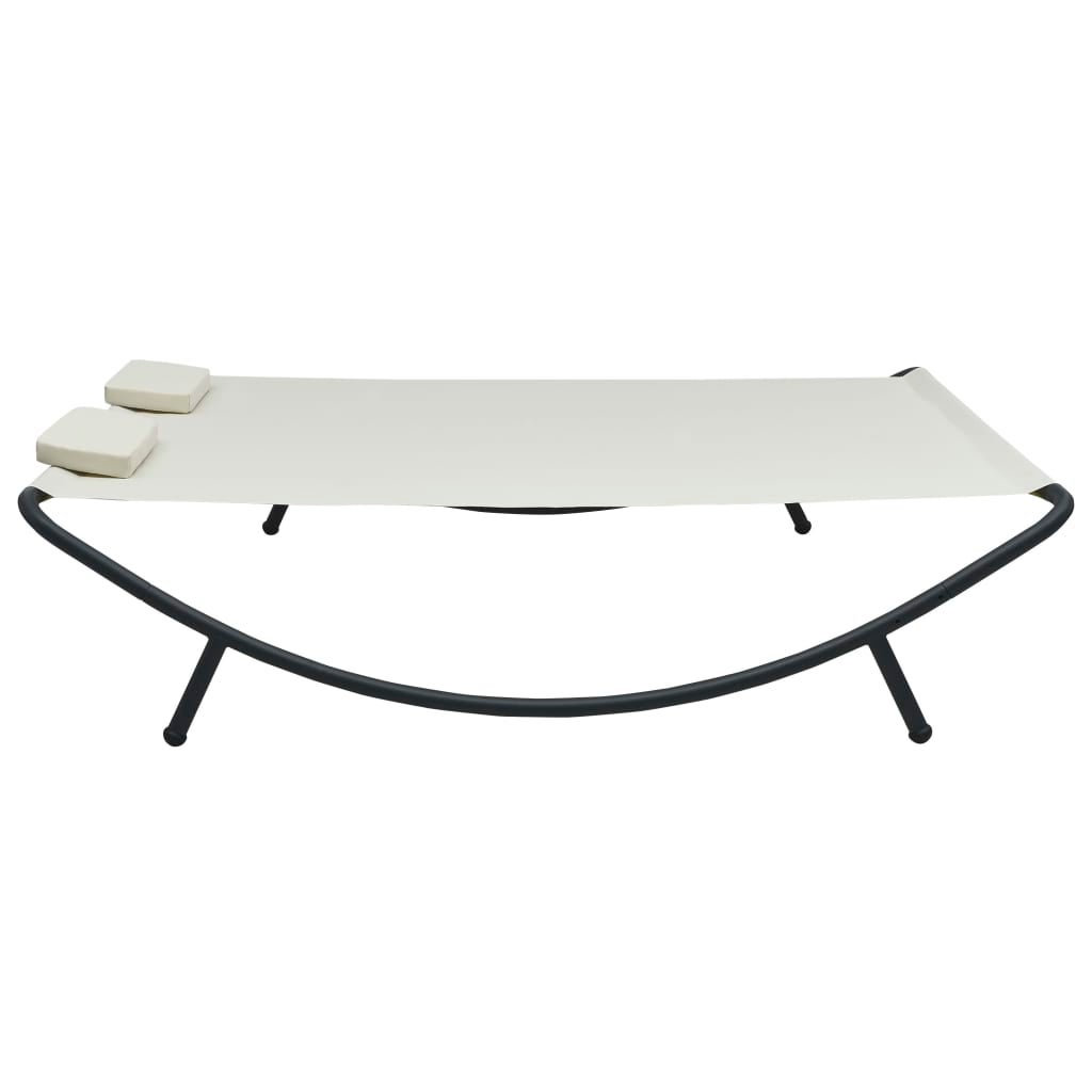 Chaise longue d'extérieur Tissu Crème - 3