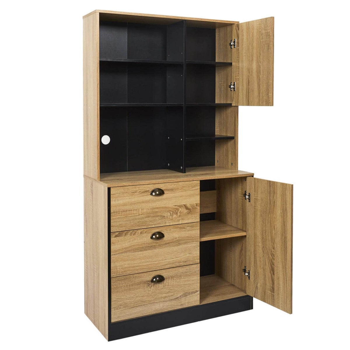 DINAJ - Buffet Vaisselier Multi-Rangement Aspect Bois - 6