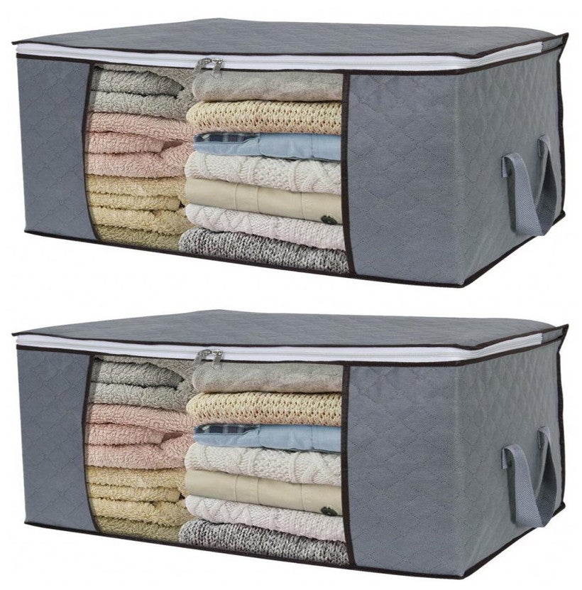 Sac De Rangement Pour Draps Couvertures V Tements X X Cm Gris Paquet De Leroy Merlin