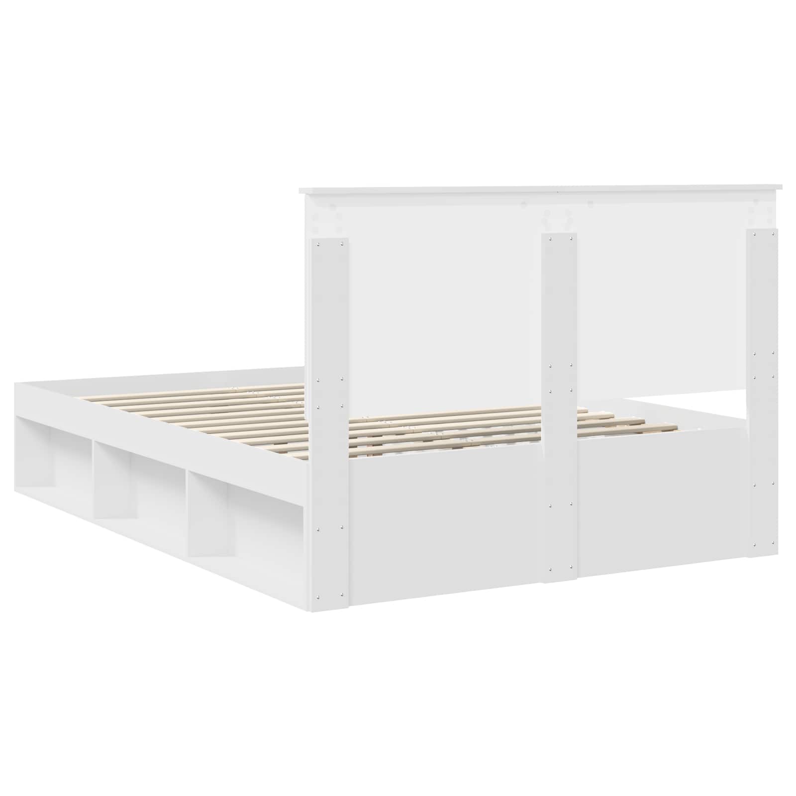 Cadre de lit blanc en bois de pin massif pour la chambre, 140 × 190 cm - 9