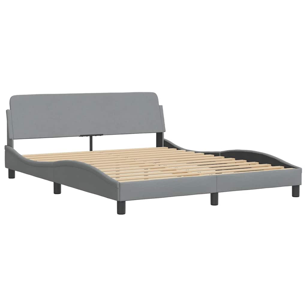 Cadre de lit sans matelas gris clair 160 x 200 cm en tissu - 6