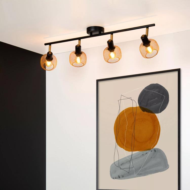 Reflektor sufitowy MAREN czarno-złota 4 x E14 x 40W wym:17x76x15cm Lucide