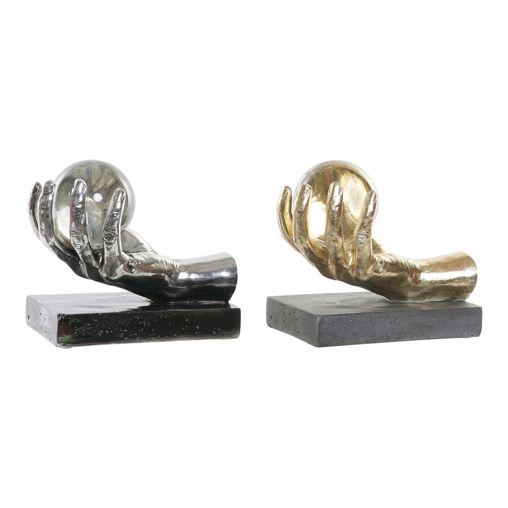 Figura decorativa dkd home decor cristal plateado dorado resina mano 20 x 14 x 18 cm 8424001812400 s3014088 dkd home decor