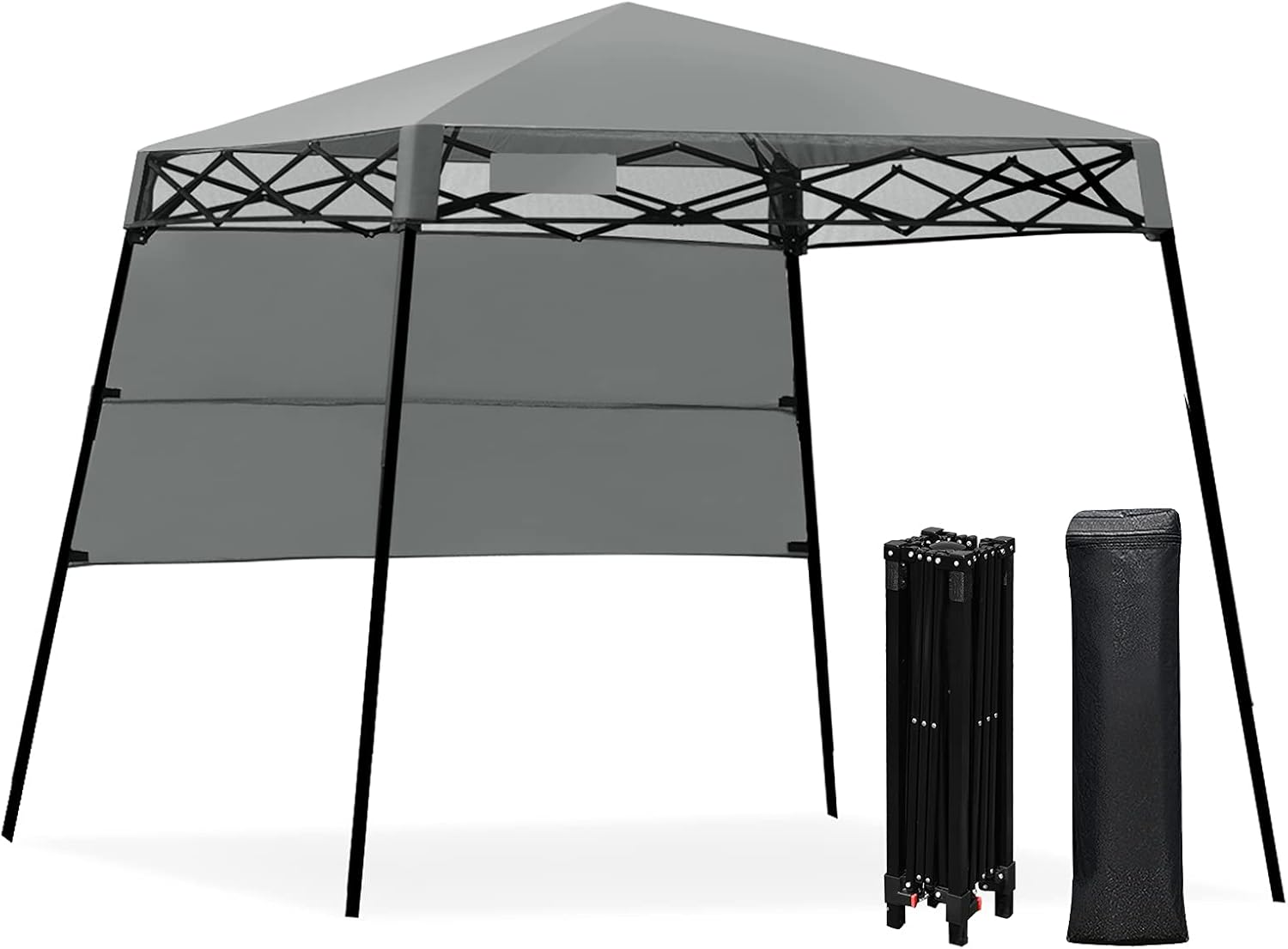 Składany Pawilon 2,1x2,1M, Składany Namiot Imprezowy z Regulowaną Wysokością, Automatyczny Pawilon Ogrodowy (Szary)
