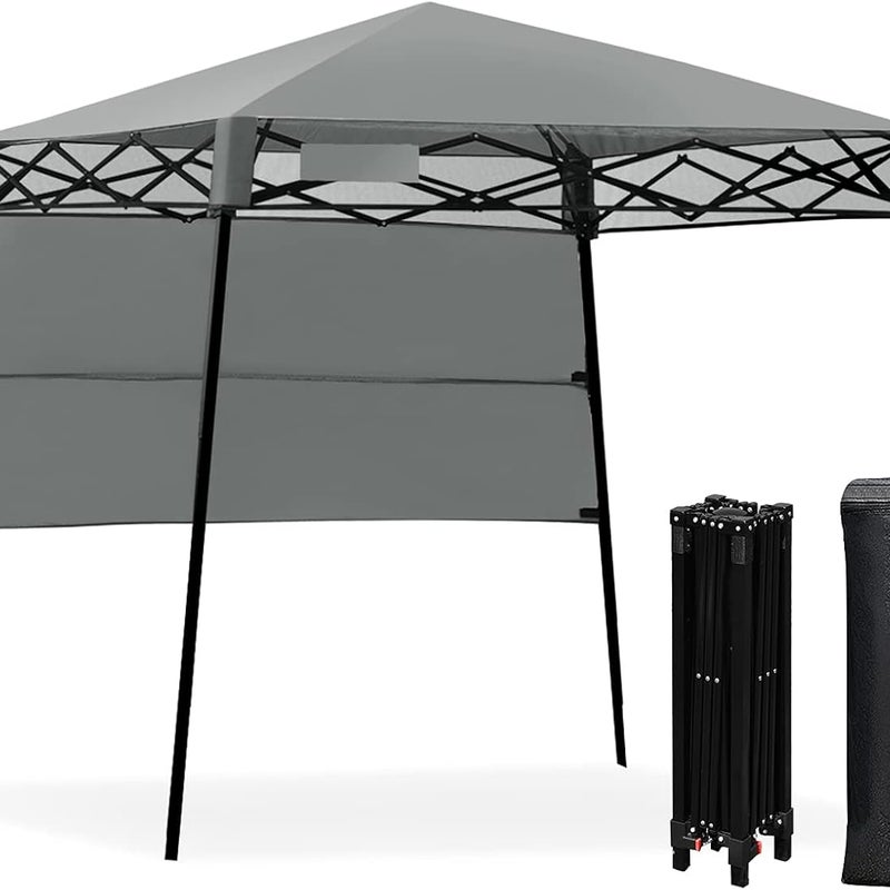 Składany Pawilon 2,1x2,1M, Składany Namiot Imprezowy z Regulowaną Wysokością, Automatyczny Pawilon Ogrodowy (Szary)