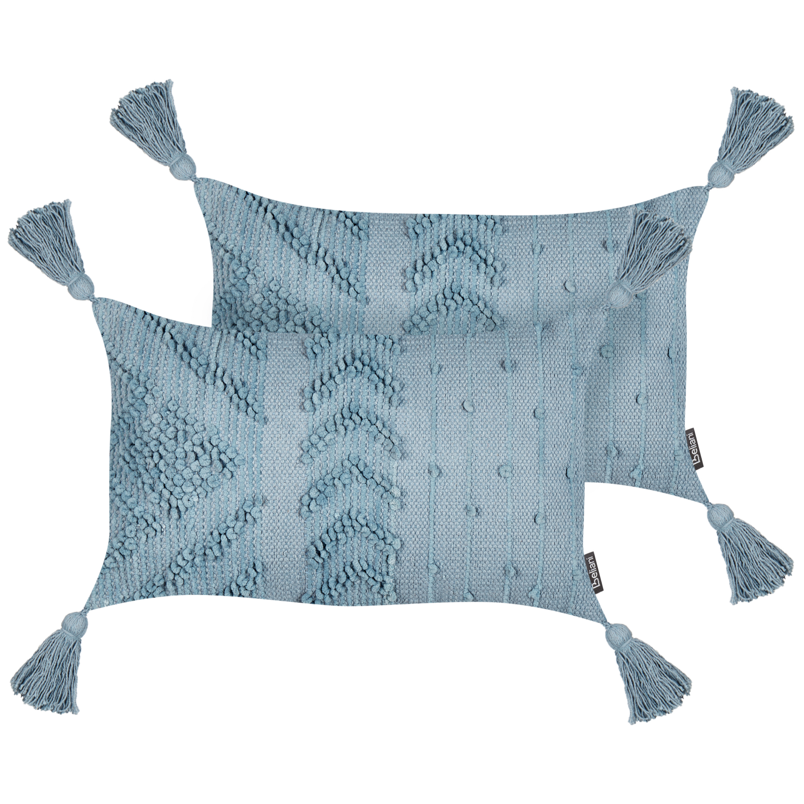 Beliani conjunto de 2 cojines decorativos valvaria algodón 30 x 50 cm azul patrón chevrón