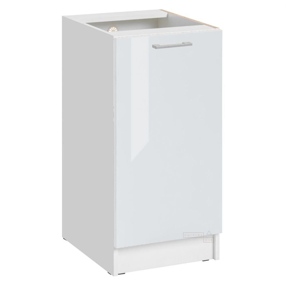Meuble Bas Cuisine BELLISSI Blanc Brillant - 1 Porte, étagère, Dimensions L50 X H87 X P54 Cm