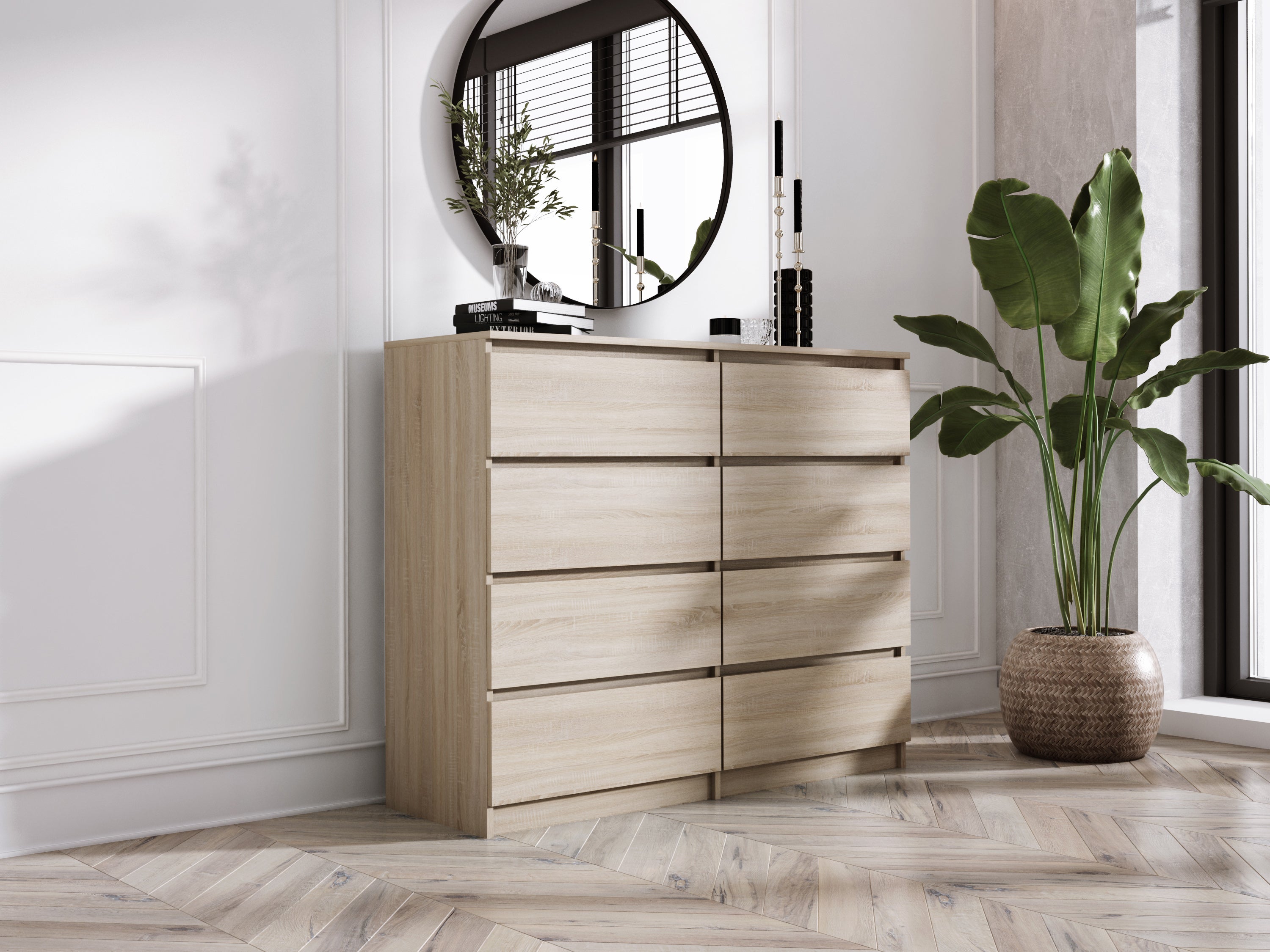 Commode 8 Tiroirs, Chêne Sonoma, 138 x 101 x 39 cm - 2