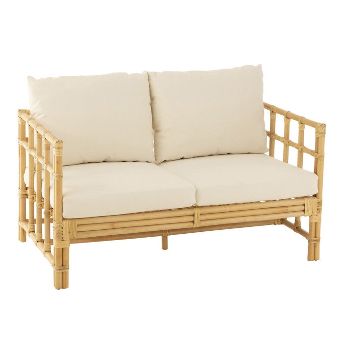 Canapé 2 Places Rotin & Coussin "Elise" 127cm Naturel | Leroy Merlin