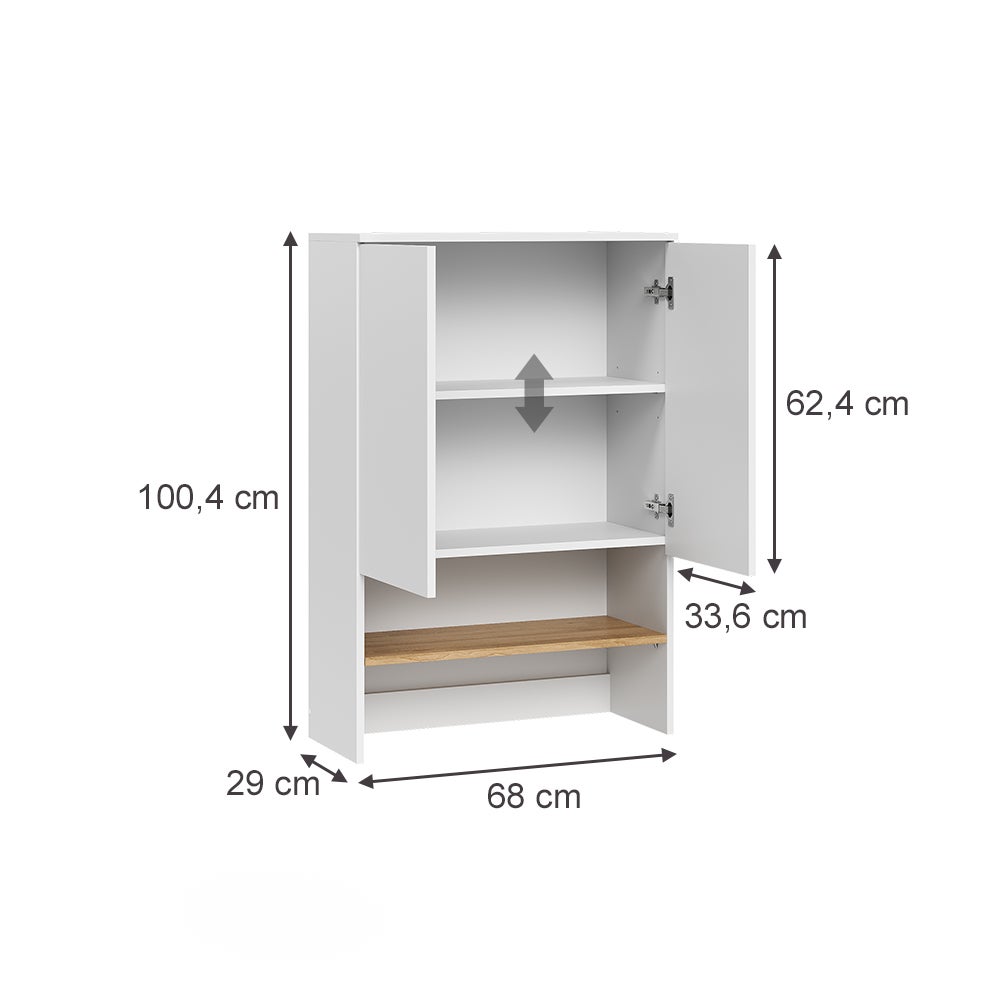 Mobile Per Lavatrice Vicco Viktor - Bianco/Artisan, 68 X 88.2 X 60 Cm, In Truciolato, Per Organizzare Il Bagno