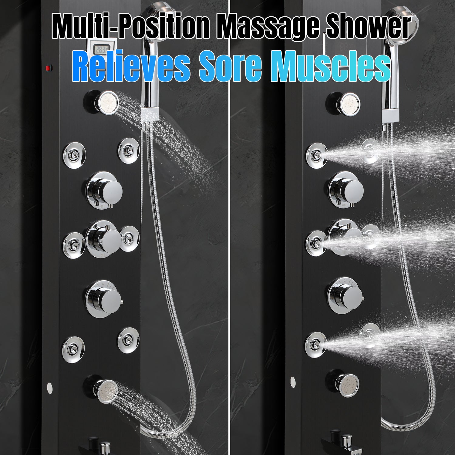 Panneau Colonne de Douche Hydromassante avec Massage Haute Pression,Anti Calcaire Douche Pluie et Douchette,Acier Inoxydable 304 Colonne de Douche,B - 5