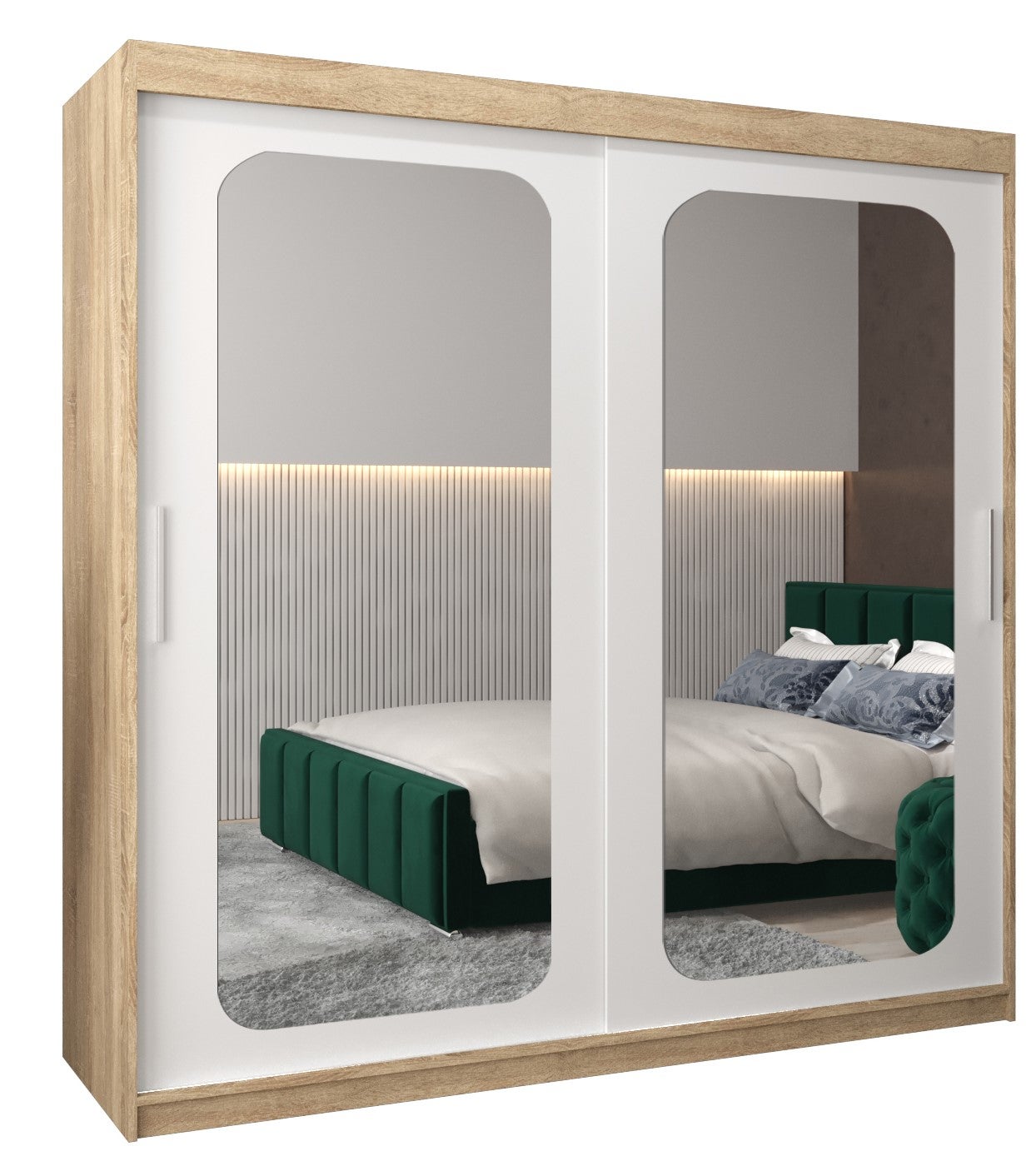 Szafa przesuwna garderoba PROMO T3 200 x 62 x 200 cm Sonoma + Biały - Abiks Meble