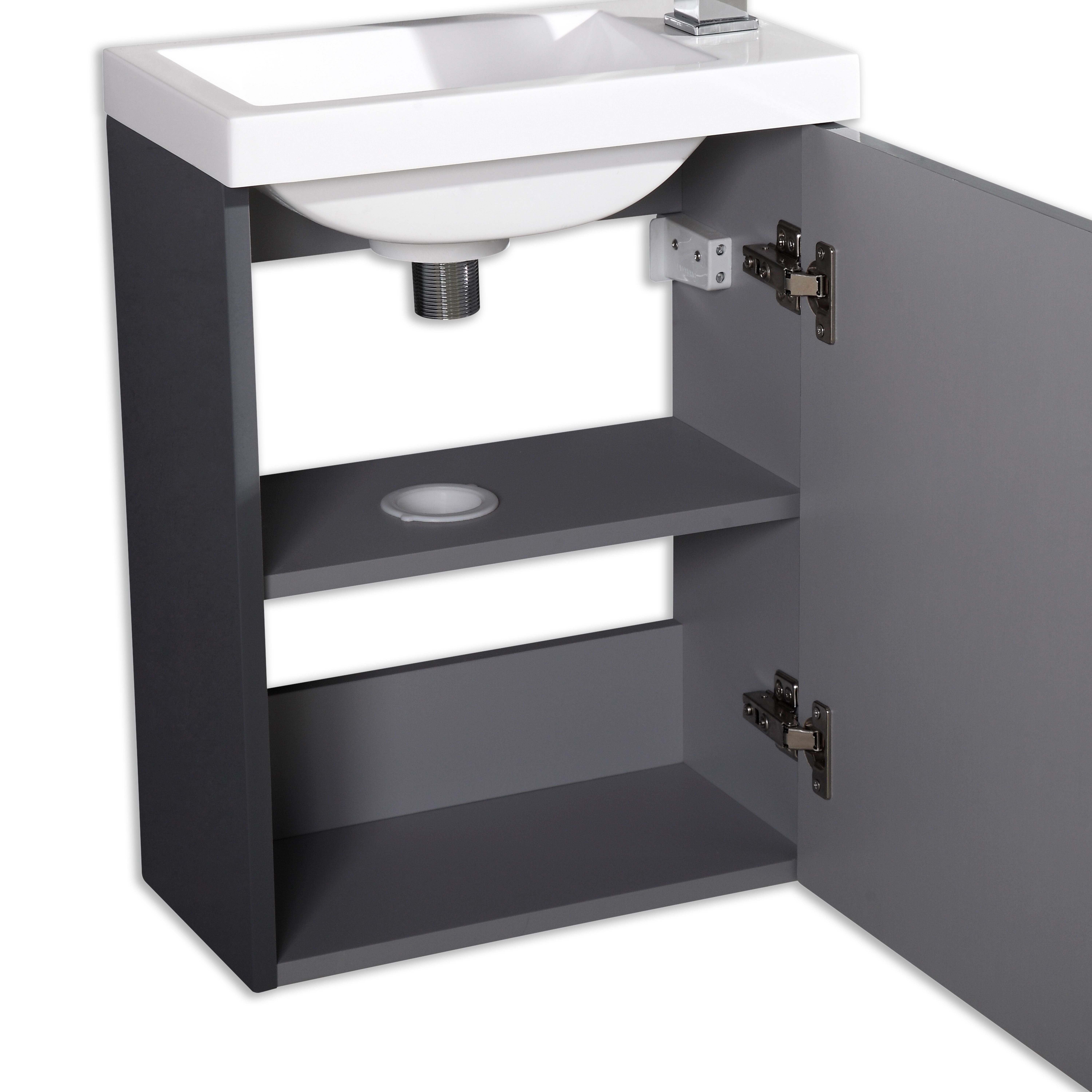 Meuble lave main vasque 40 cm gris laque Aquapixo - 3