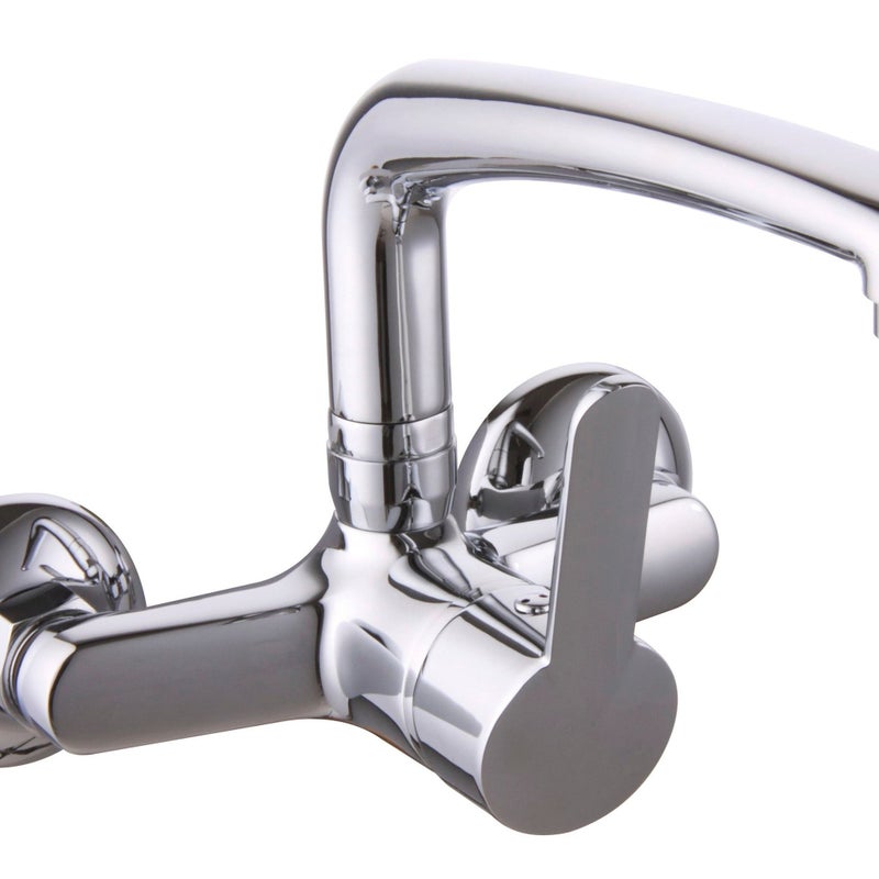 Bateria kuchenna ścienna jednouchwytowa z wysoką wylewką CLEVER L12 stal błyszcząca