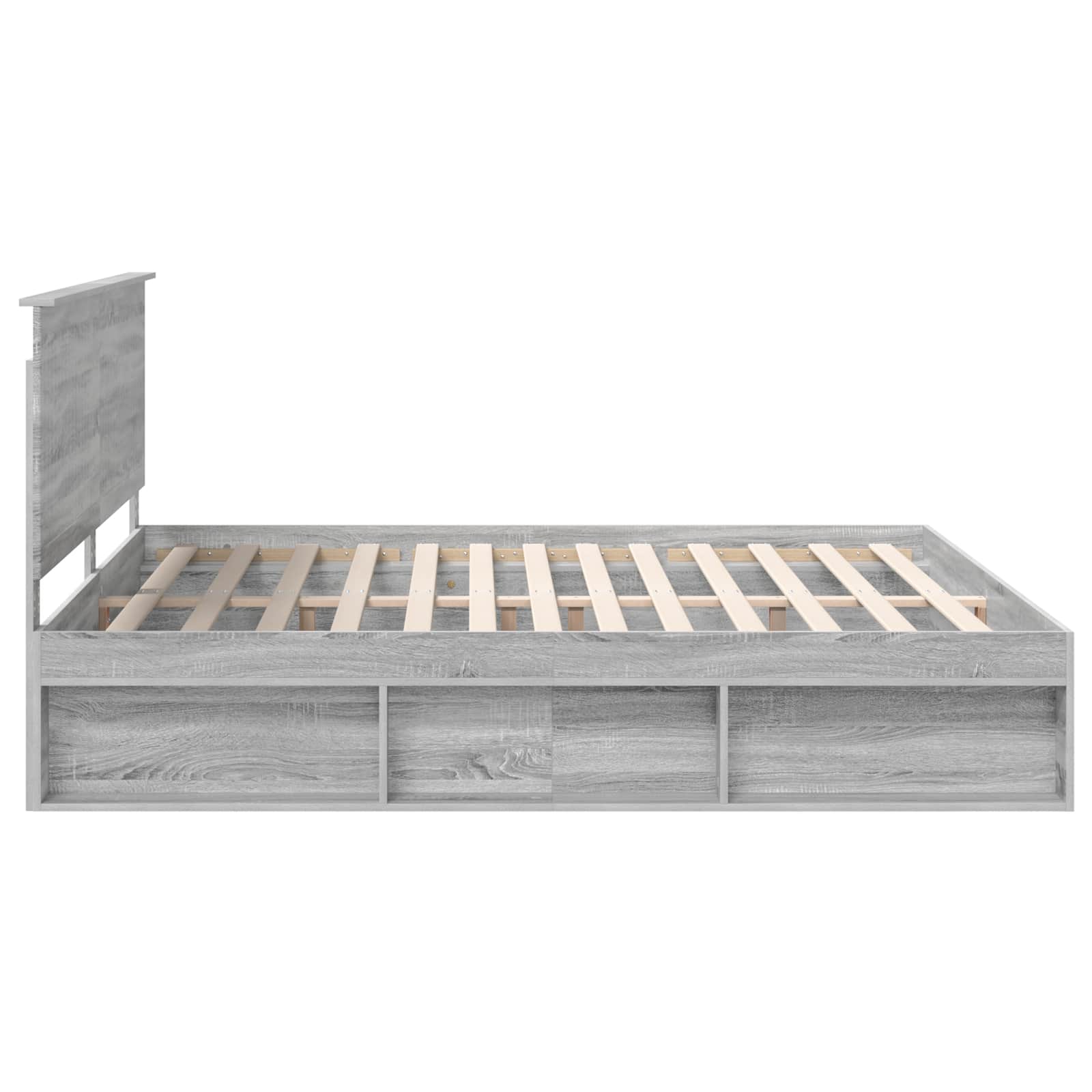 Cadre de lit gris 200 x 200 cm en bois de pin massif - 7