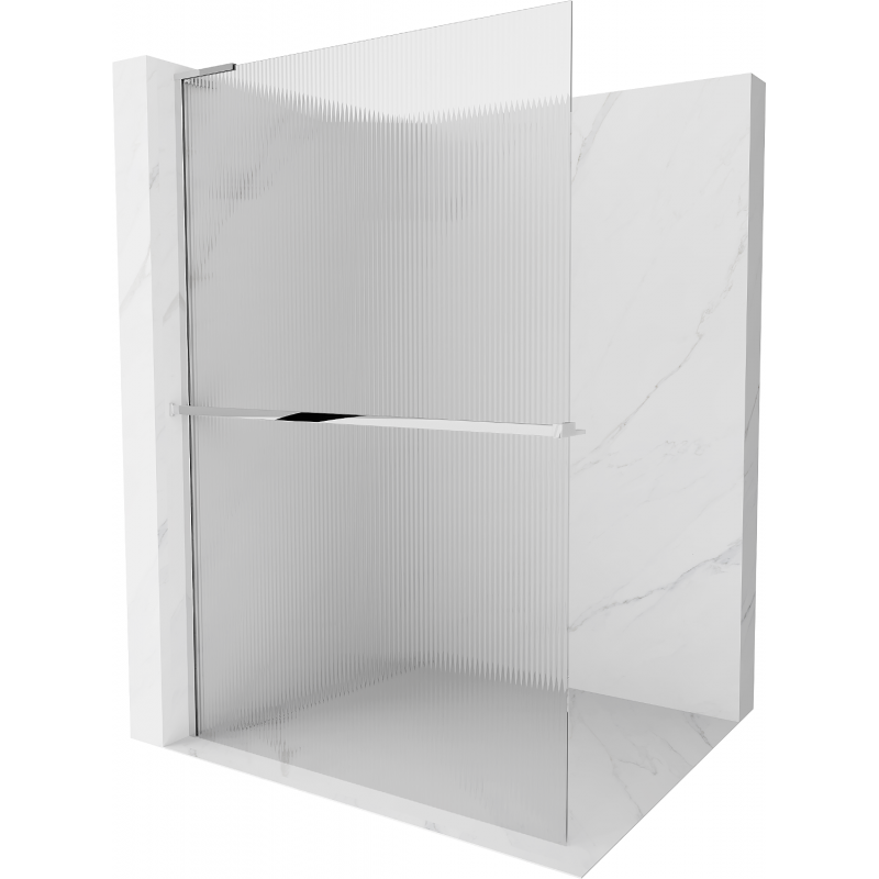 Mexen Kioto+ L ścianka prysznicowa z półką Walk-in 70 x 200 cm, prążki, chrom - 800-070-123-01-09