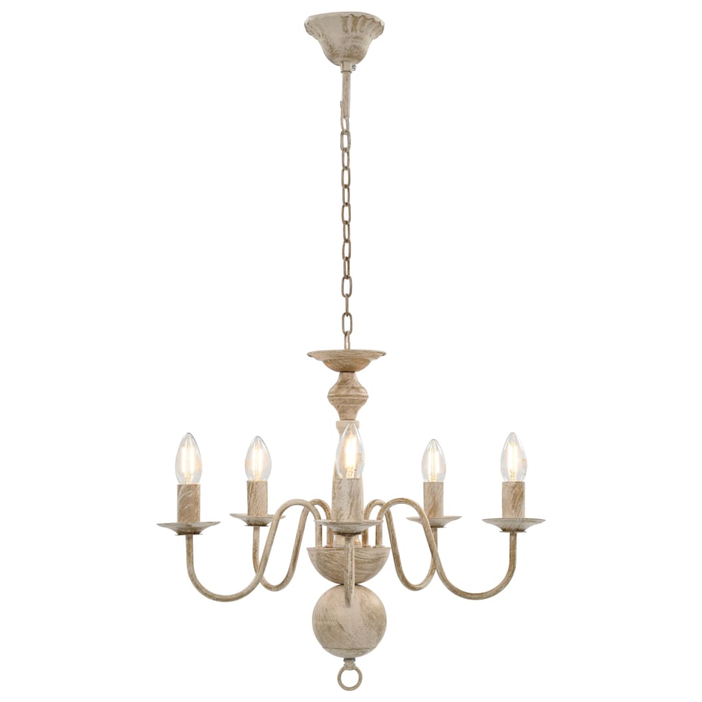 vidaXL Lustre Blanc antique 5 ampoules E14 - 4
