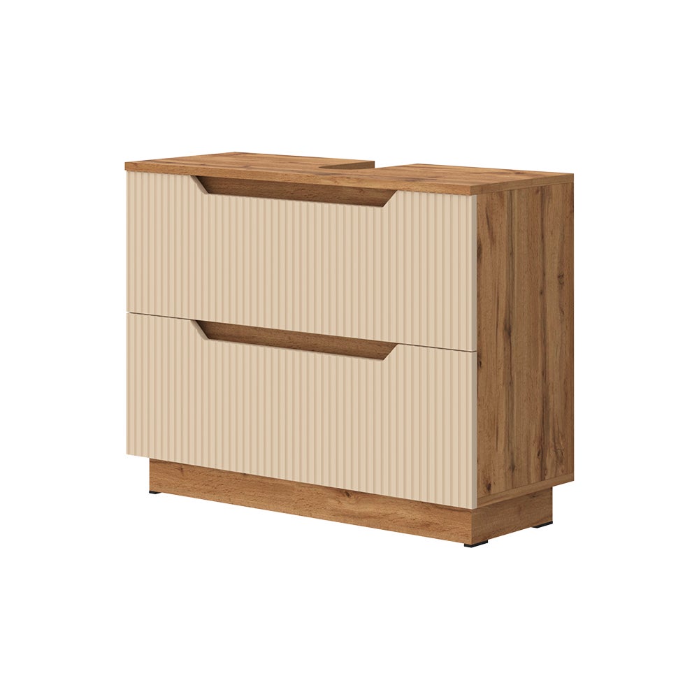 Vicco Szafka na wannę Lotta, Dąb/kaszmir w paski, 79.6 x 62.5 cm z 2 szufladami