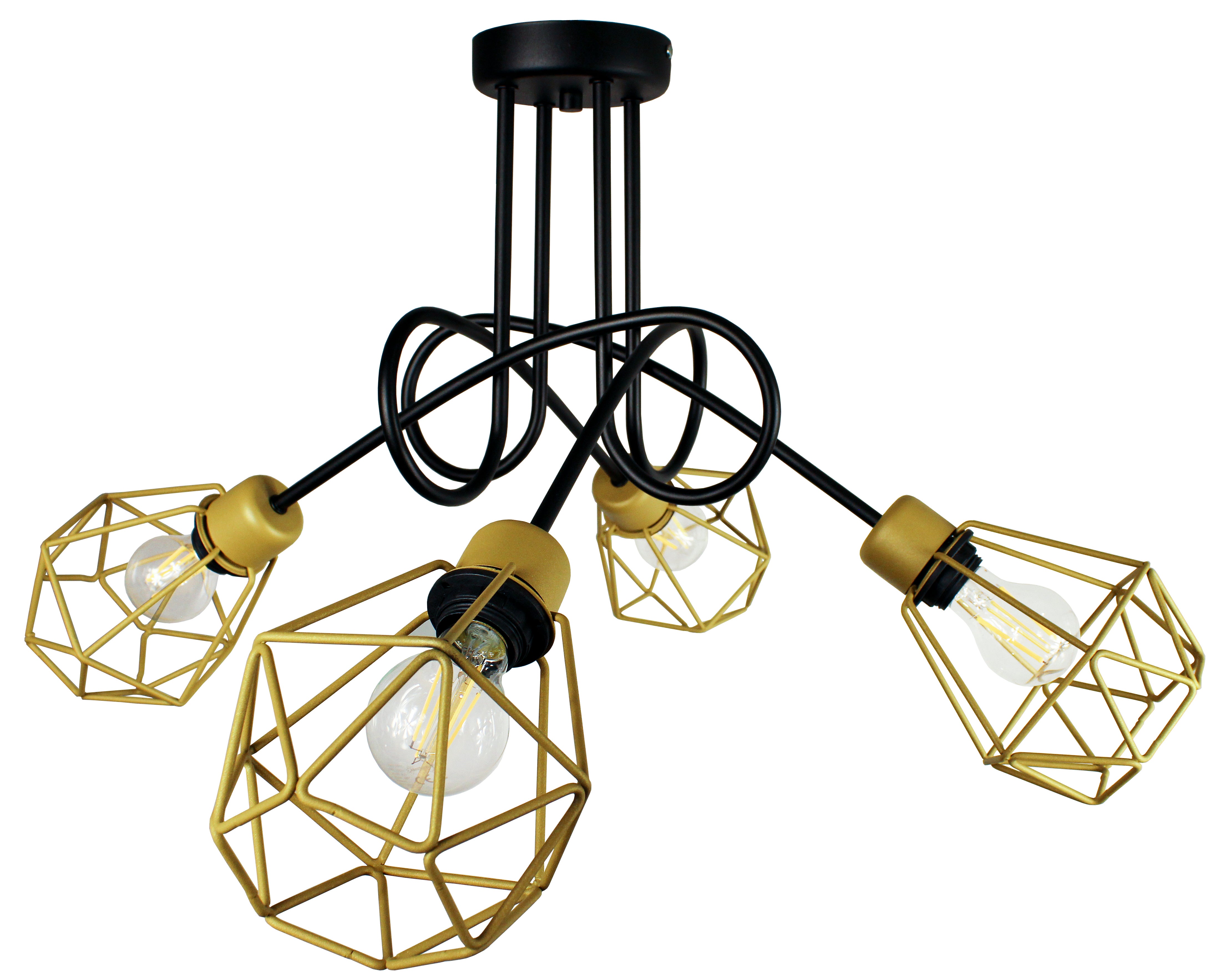 Lampa DECORI Edison Max 4 Diamond Czarny Złoty, 1 szt