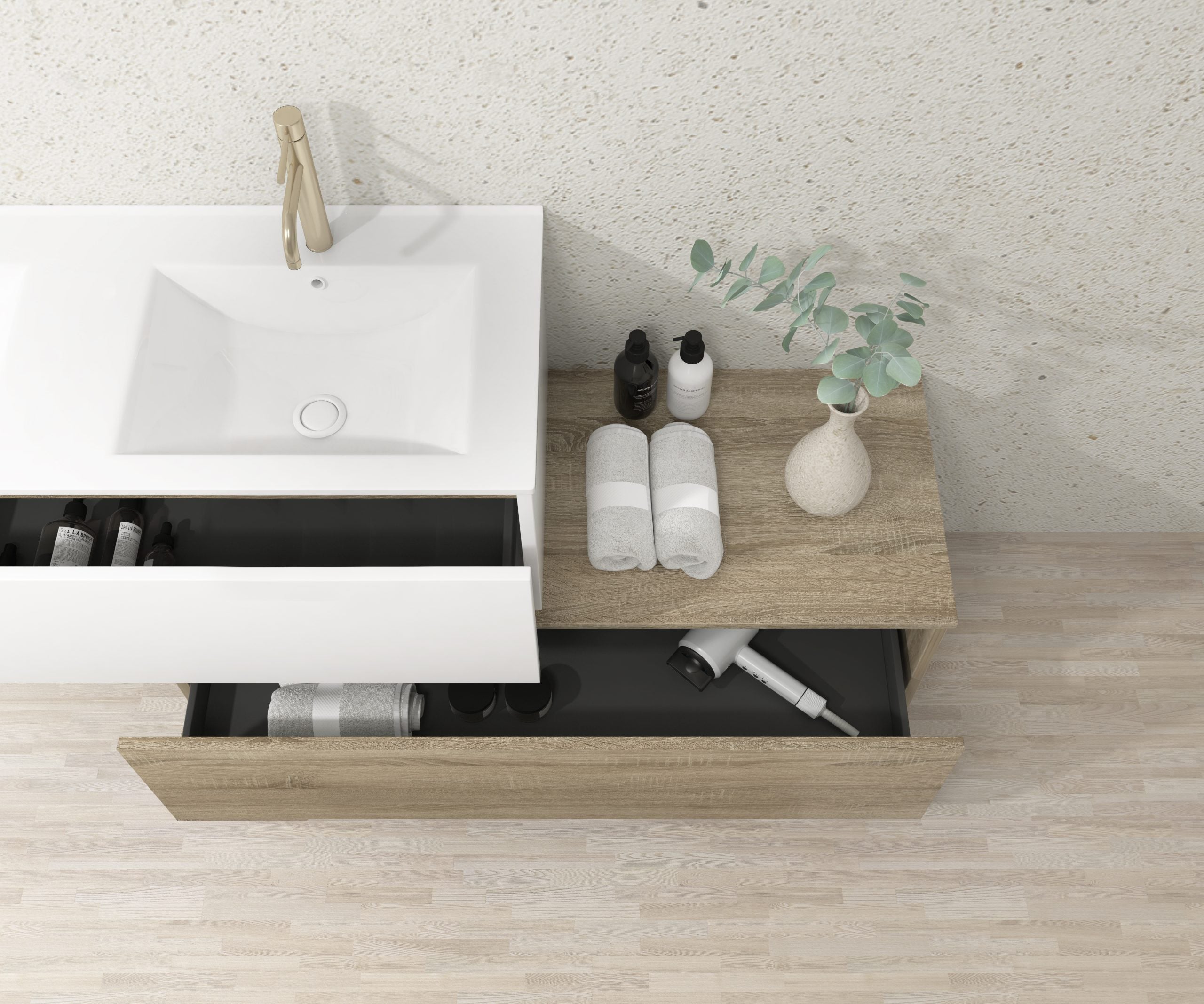 Meuble de salle de bain Mapau avec Double Vasque et Miroir LED DIJON Bardolino 120cm - 3