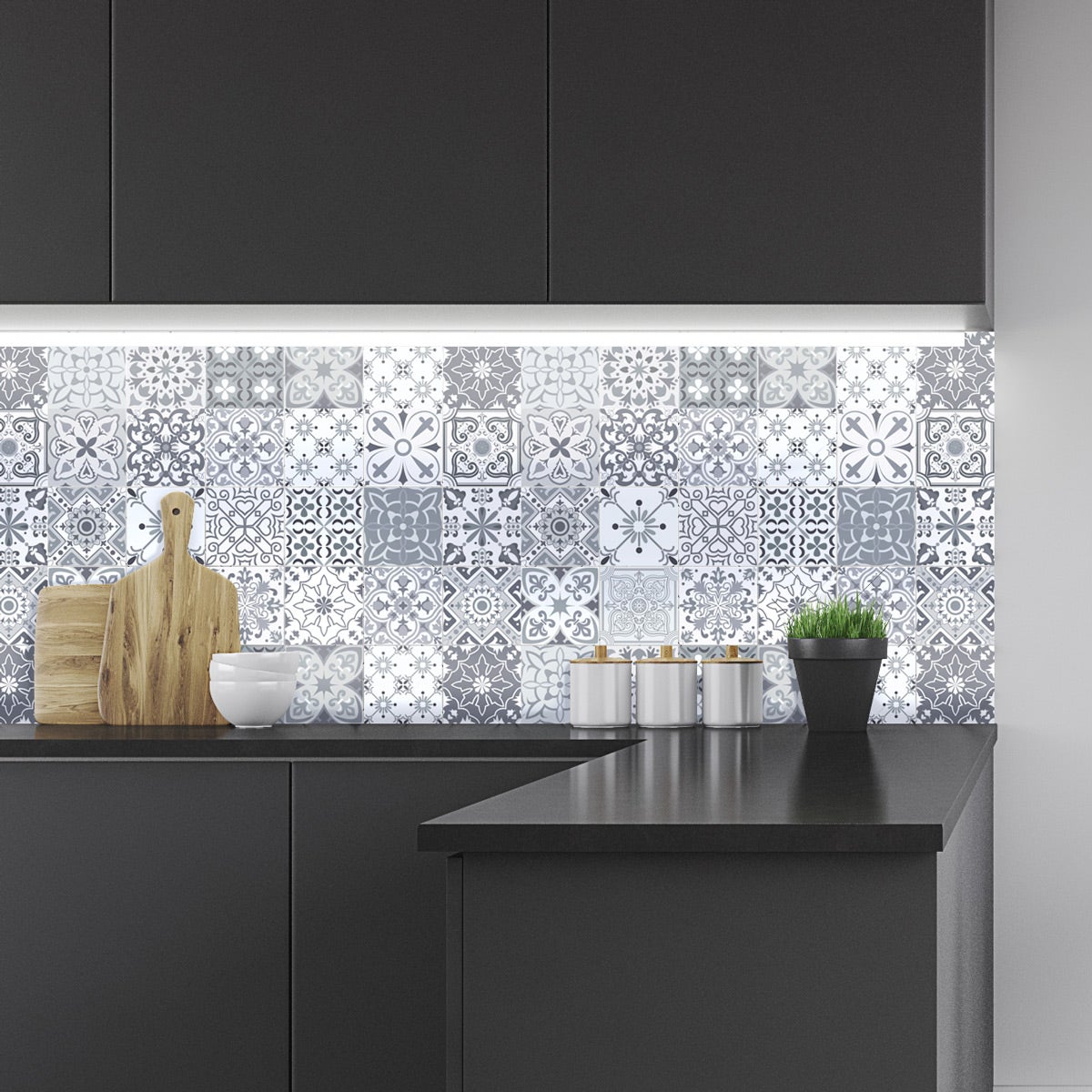 24 adesivi piastrelle di cemento sfumature di grigio Gythio - Sticker adesivo - adesivi murali - 24stickers10x10cm - 5