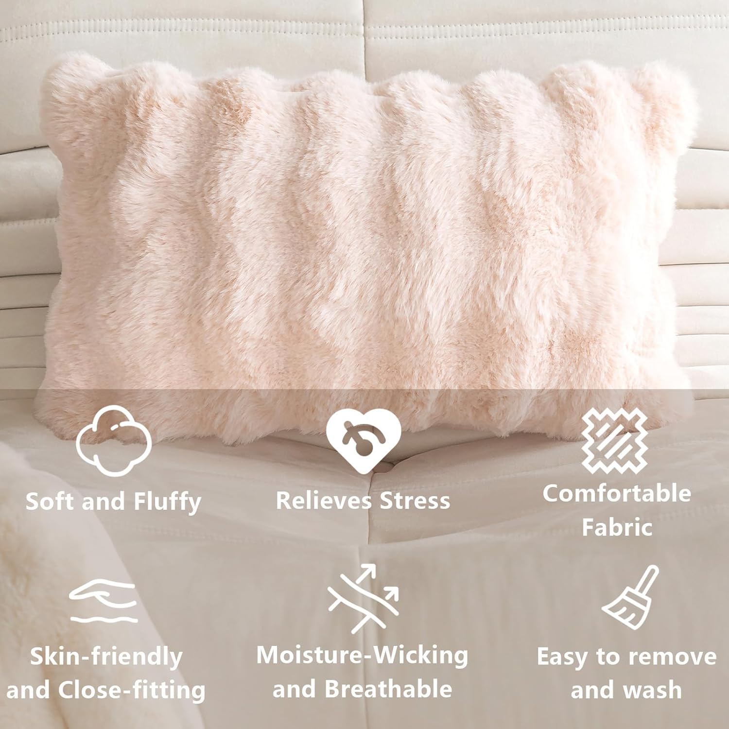 (30 x 50 cm, rosa) Set di 2 federe, federa non inclusa, federa in peluche, adatta per soggiorno e camera da letto - 3