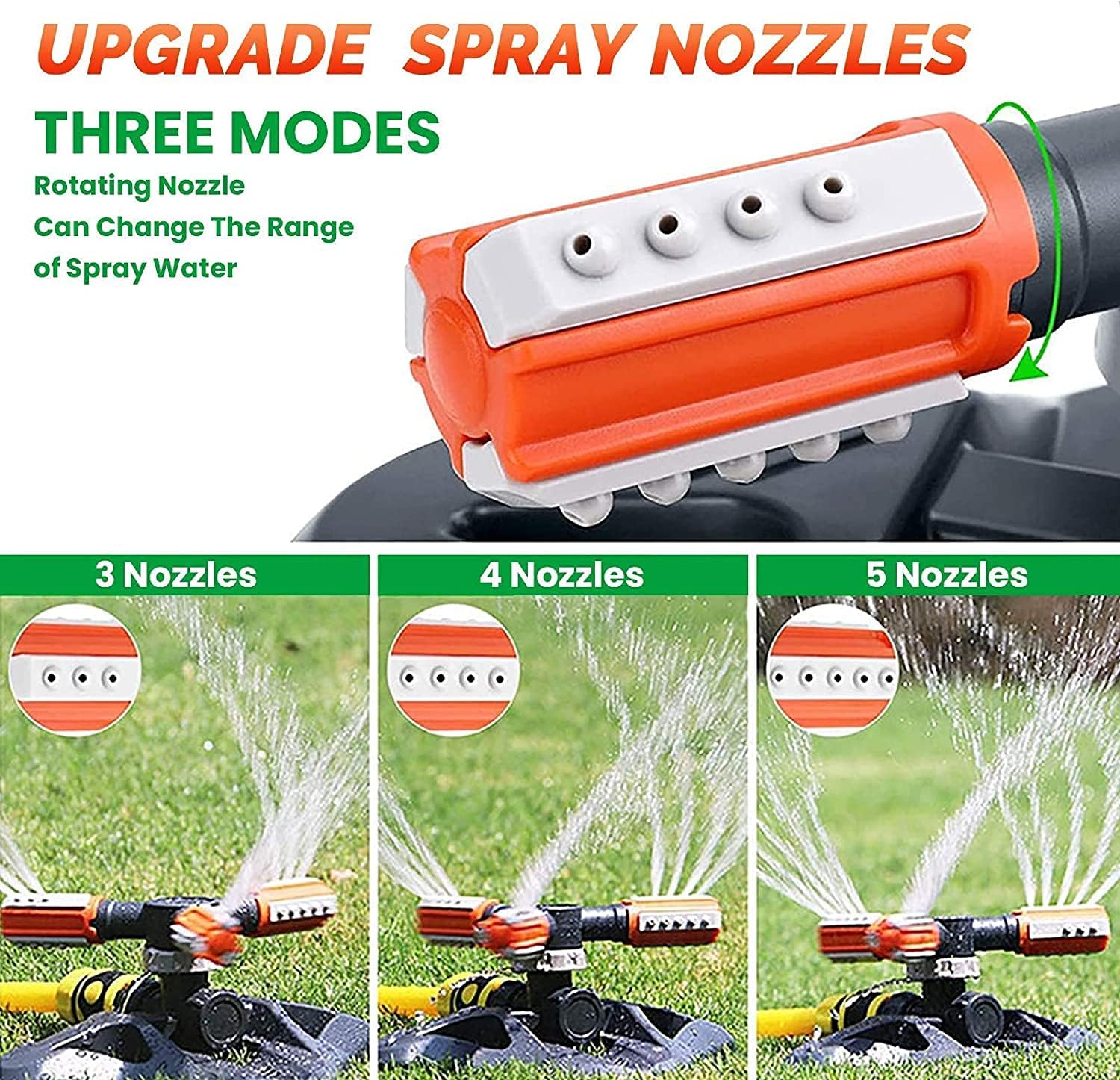 Irrigatore Rotante 360° Per Prato Con 3 Bracci Regolabili E 12 Ugetti - 5