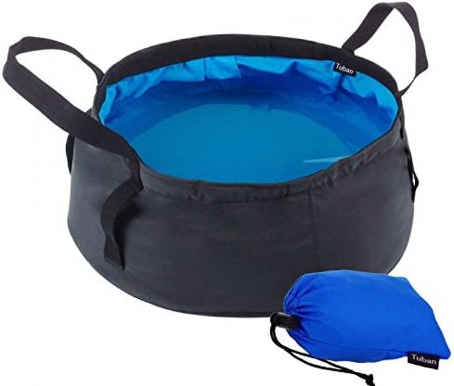 Lavabo Pieghevole Da Campeggio 9 Litri: Secchio Portatile Con Tappo Di Scarico, Ideale Per Piatti, Frutta E Bucato, Verde, Senza BPA - 2
