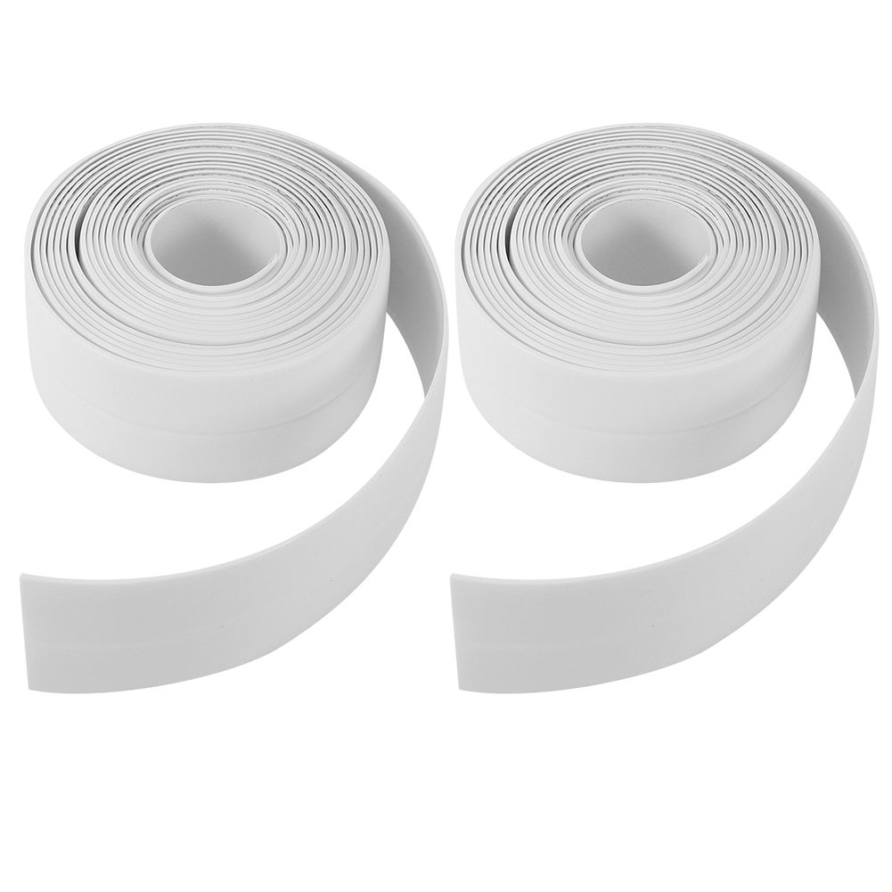 Zestaw 2 wodoodpornych i odpornych na pleśń taśm uszczelniających z PVC do kuchni i łazienki, 38 mm x 3,2 m, białe