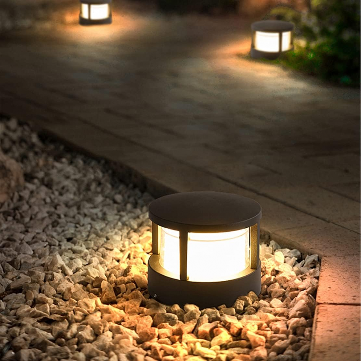 Lampada da giardino cilindrica 10 cm - Colonna LED 7W bianco caldo, IP65 impermeabile per vialetti, cortili, terrazze - 2