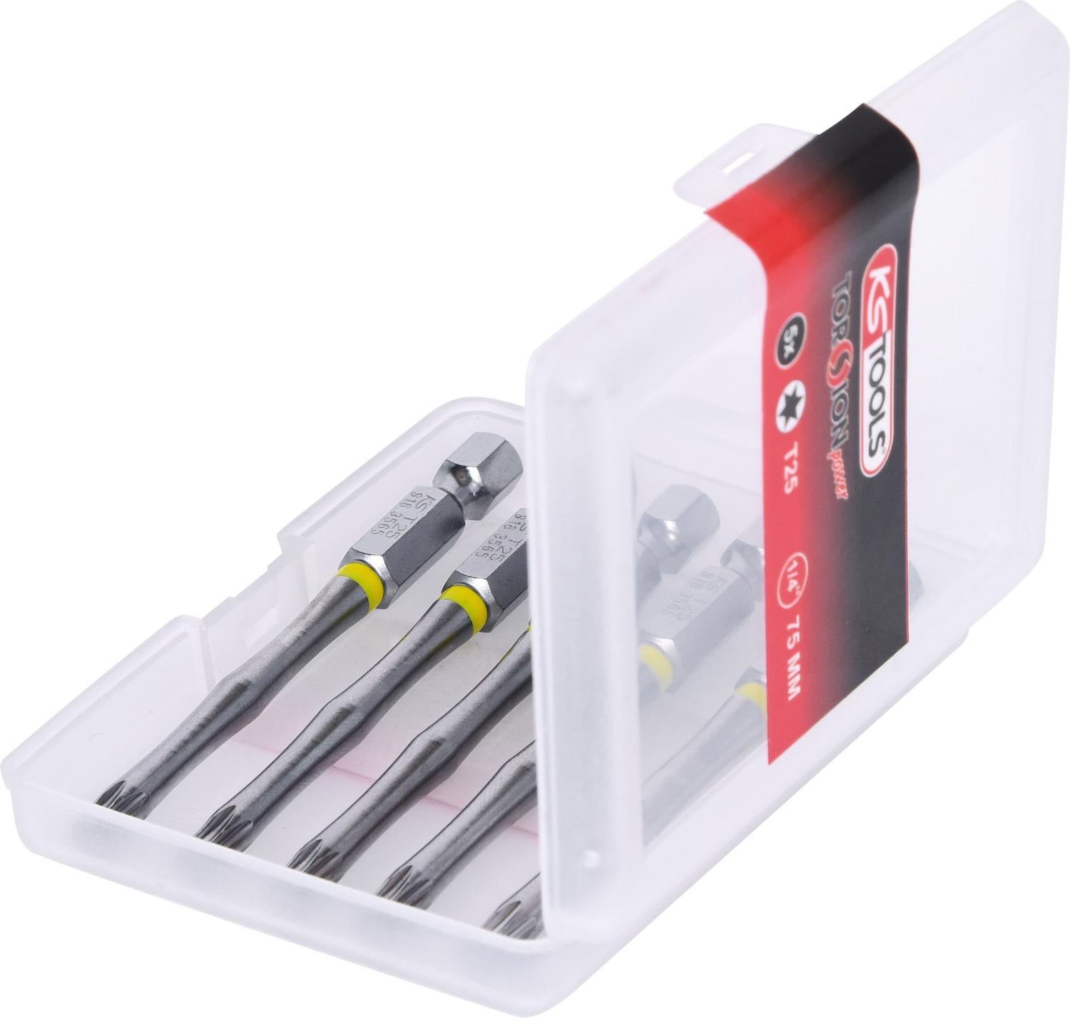 Boîte De 5 Embouts TORX T15 TORSIONpower KS Tools - 25mm 1/4" - Jaune - Ultra Résistants
