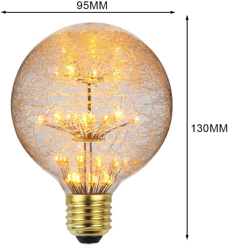 Led Ampoule Vintage Ampoule RGB Feu D'artifice Edison Ampoule G95 3W 220/240V E27 Ampoule Décorative (Feu d'artifice en fibre de verre) - 2
