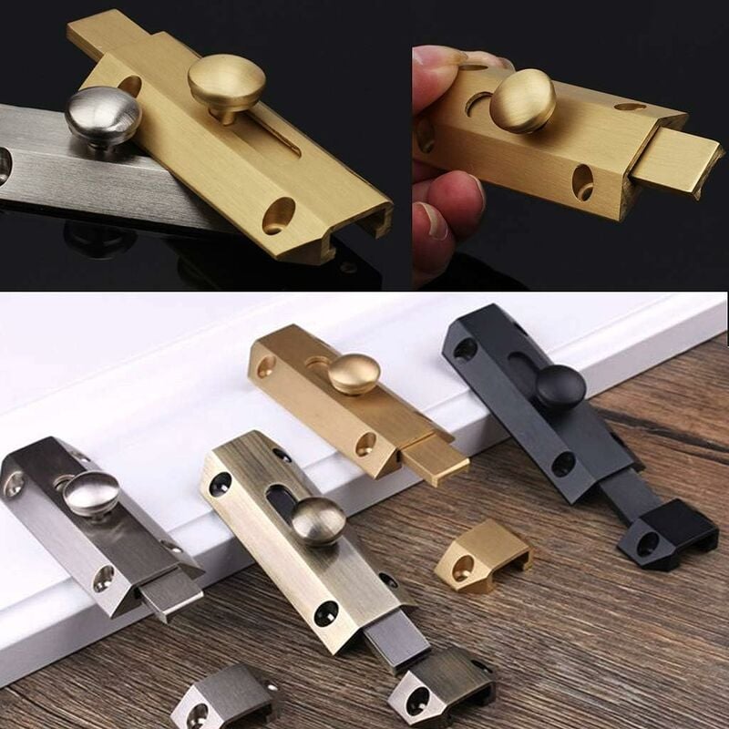 1 pièce épais en laiton massif coulissant seau porte boulons robuste porte sécurité porte loquet or mat - 5