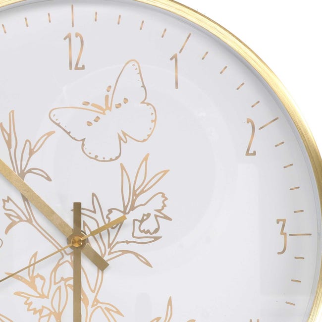 Orologio alluminio farfalle bianco tondo cm ø31,6h4,9 Leroy Merlin