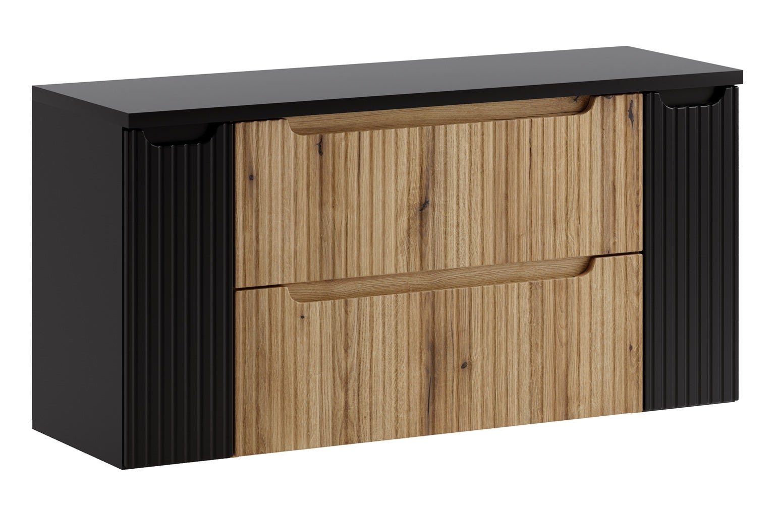 Szafka łazienkowa Nova 120 cm dąb coast evoke czarna z blatem