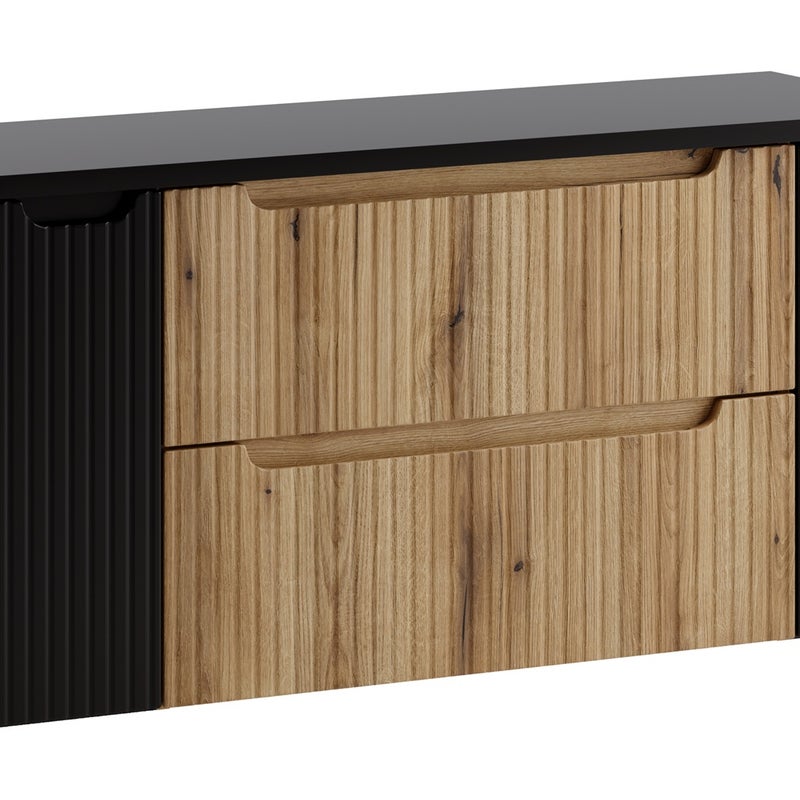 Szafka łazienkowa Nova 120 cm dąb coast evoke czarna z blatem