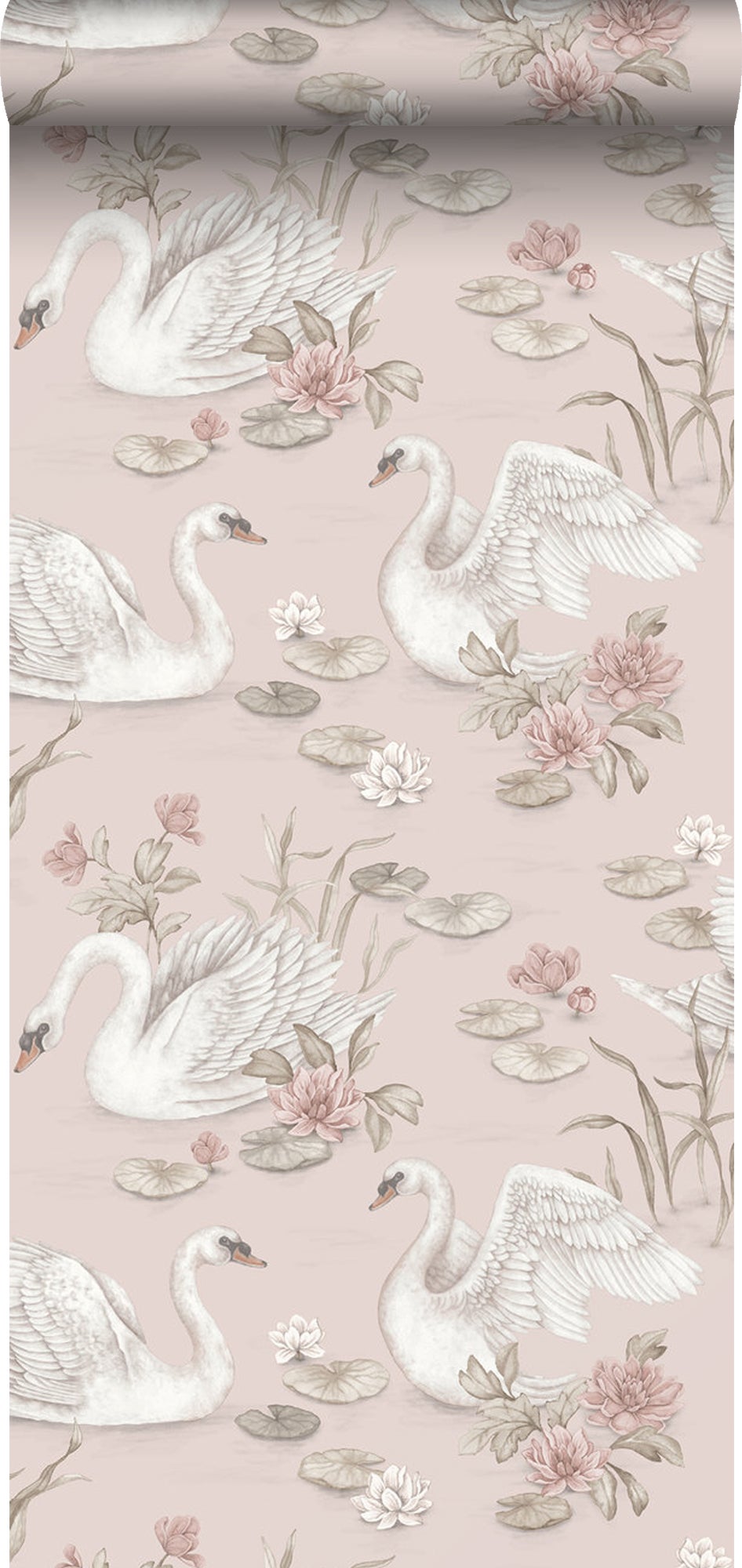 Papel pintado cisnes rosa - 53 cm x 10.05 m - borastapeter
