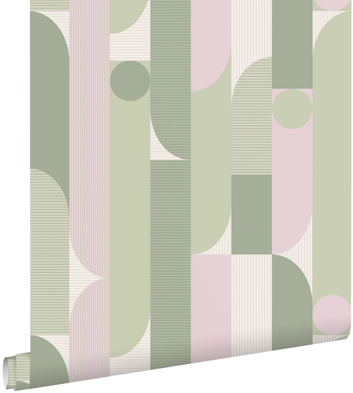 Tapeta figury geometryczne szaro zielonymIliliowo fioletowym - 50 x 900 cm - ESTAHOME