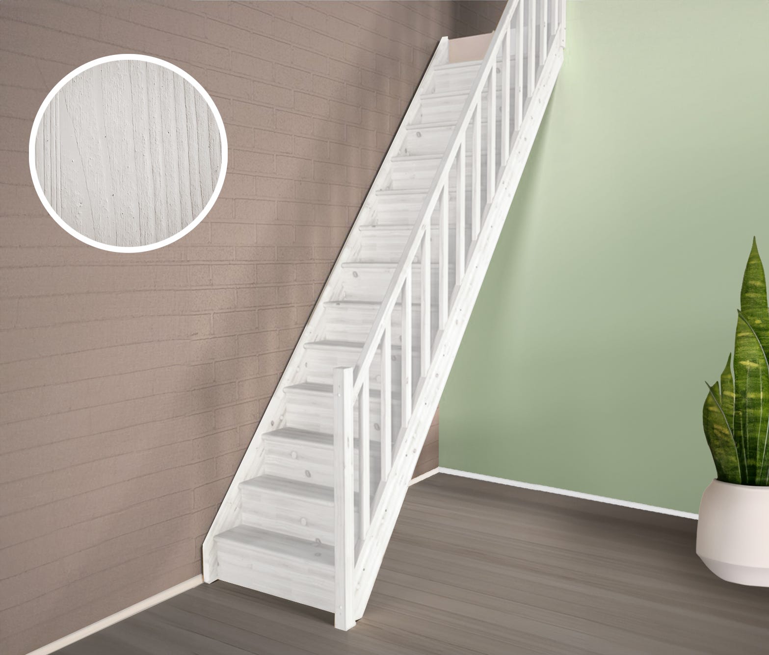 HandyStairs escalier droit "Vega9010" - bois de pin apprêté blancc ...