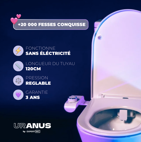 Kit Complet Toilette WC Japonaise Autonettoyante Avec Robinet 3 Voies Inclu (Brevet Déposé) - Marque Française - Bidet Japonais Jet réglable - 3
