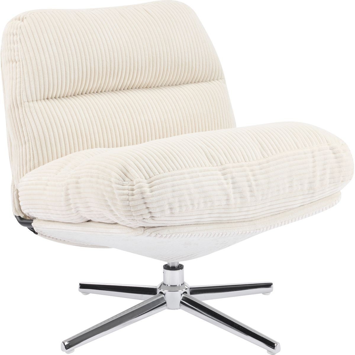 Fauteuil pivotant en velours cotelé beige et piètement chromé - Julia - 3