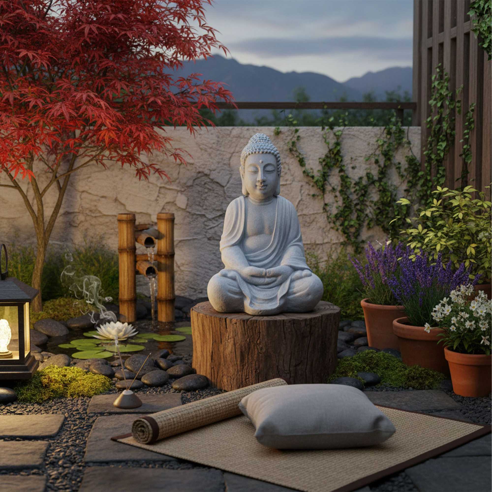 Statue de Bouddha, 70 cm, gris pierre, résistante aux intempéries - 2