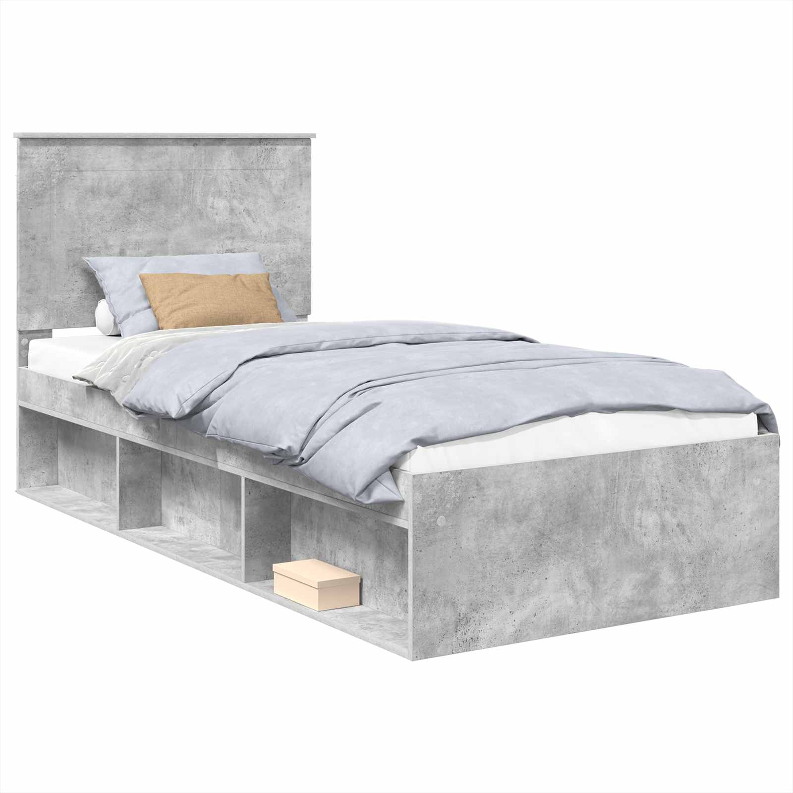 Cadre de lit gris béton 90 x 190 cm pin massif - 2