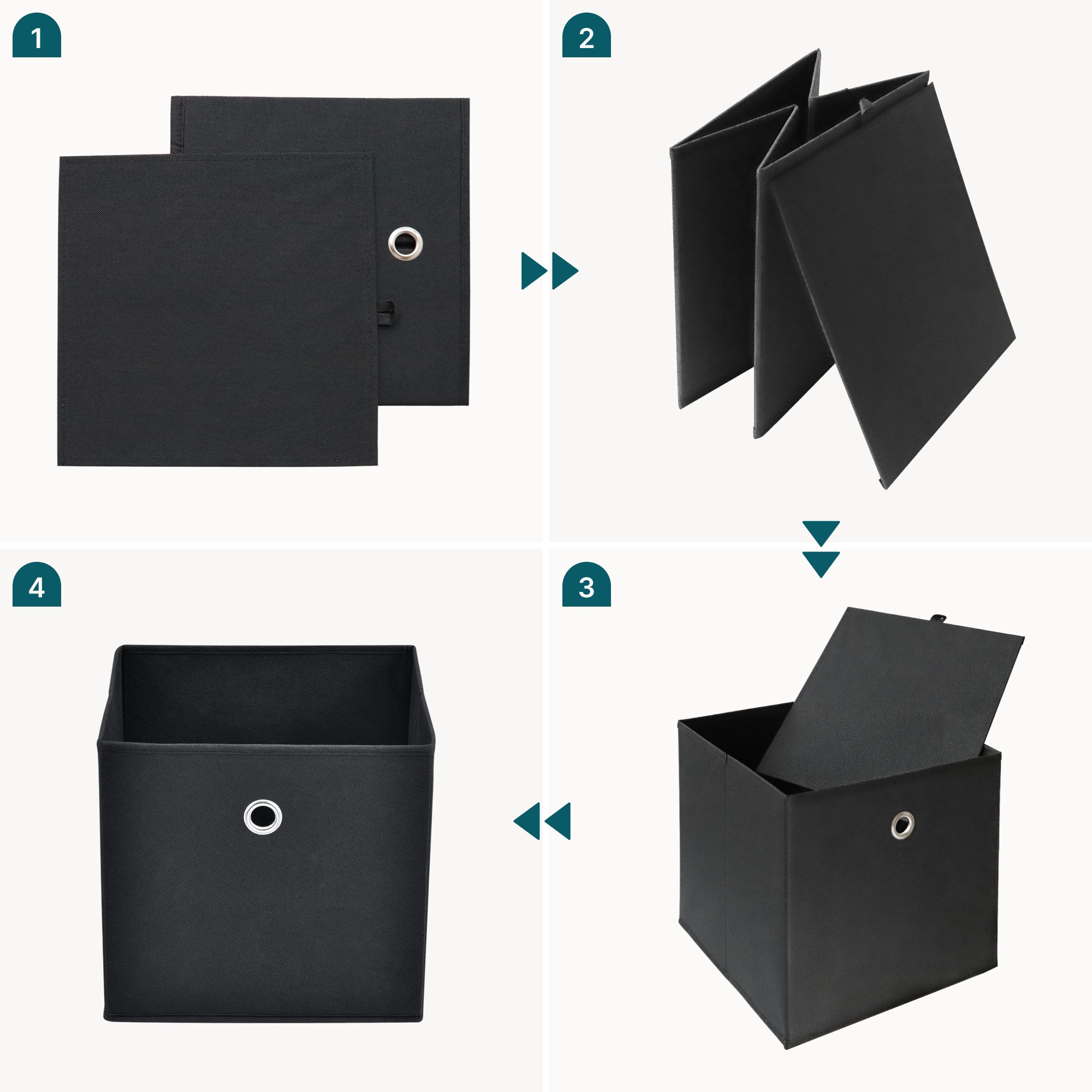 Set de 10 Boîtes de Rangement Textile Non Tissé 28 x 30 x 30 cm Noir [en.casa] - 8