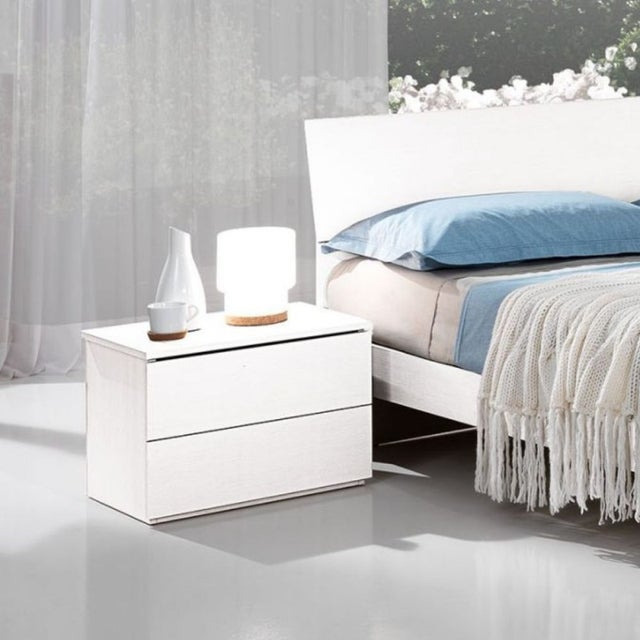 Set 2 comodini moderni con cassetto e mensola, Tavolini con 2 livelli per salone camera da letto corridoio