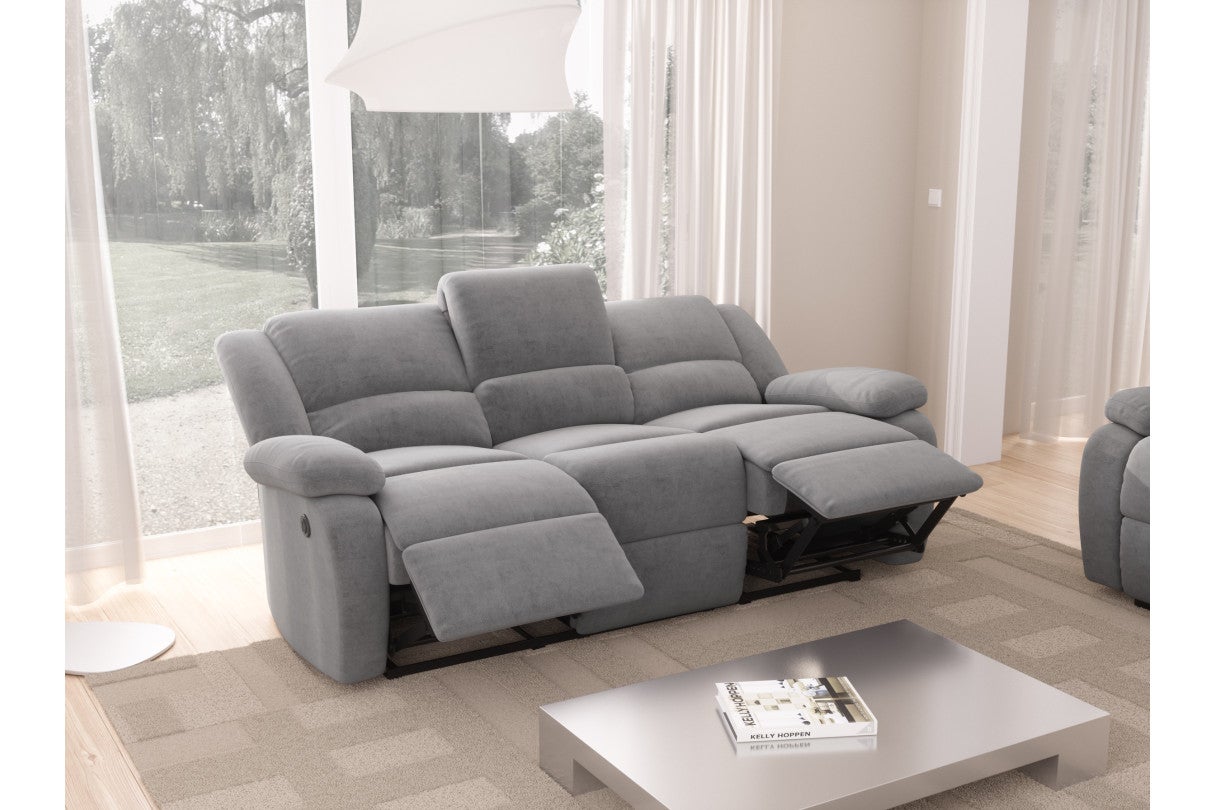Loungitude - RELAXXO - Canapé de Relaxation électrique 3 places Microfibre LEO - 2