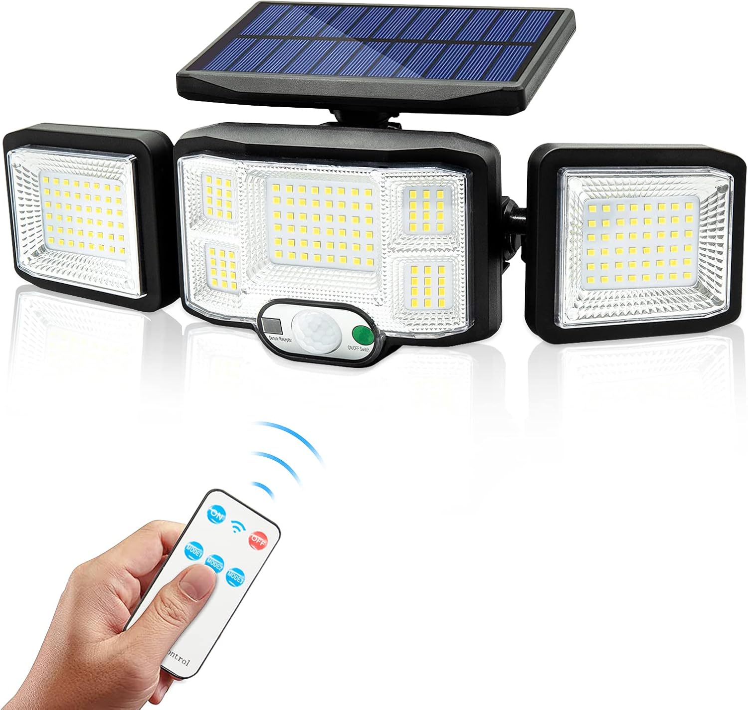 Zewnętrzna lampa solarna 192 LED – czujnik ruchu, wodoodporny reflektor IP65, 3 tryby, oświetlenie do ogrodu i wejścia