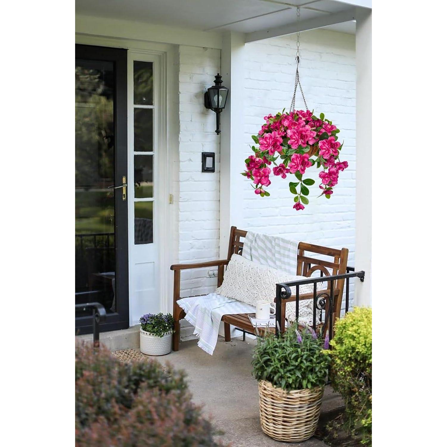 Plante artificielle suspendue Rhododendron rose 70 cm textile | Leroy ...