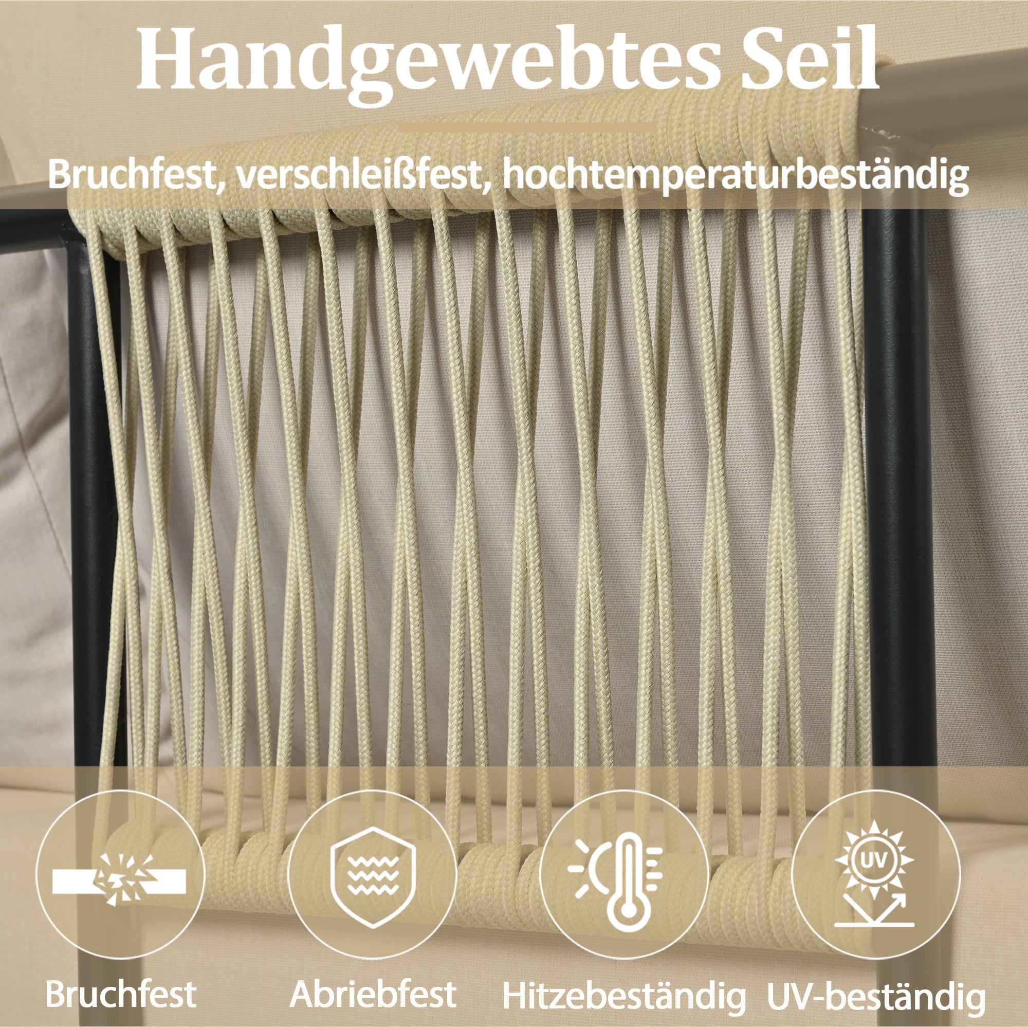 Salon de jardin modulable 6 places en acier galvanisé : 1 canapé 2 places + 1 canapé 2 places + 1 tabouret + 1 table basse carrée - Beige - 5